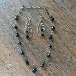 Lia Sophia black & matte silver necklace and earrings set